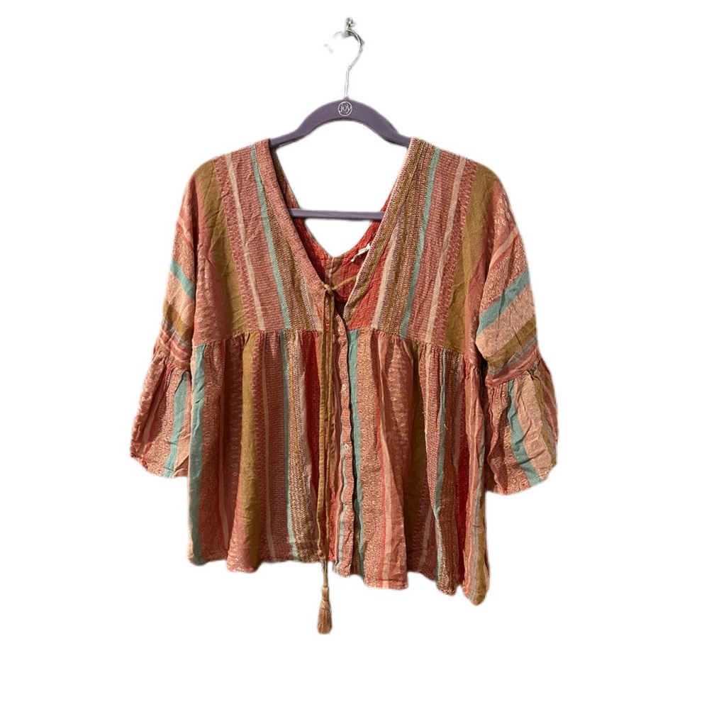 En Crème Boho Striped Multicolor Women's Top